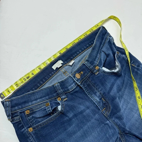 J. Crew Patriotic Wash Cropped Raw Hem Skinny Jeans Size 28 / 30 - Picture 8 of 9